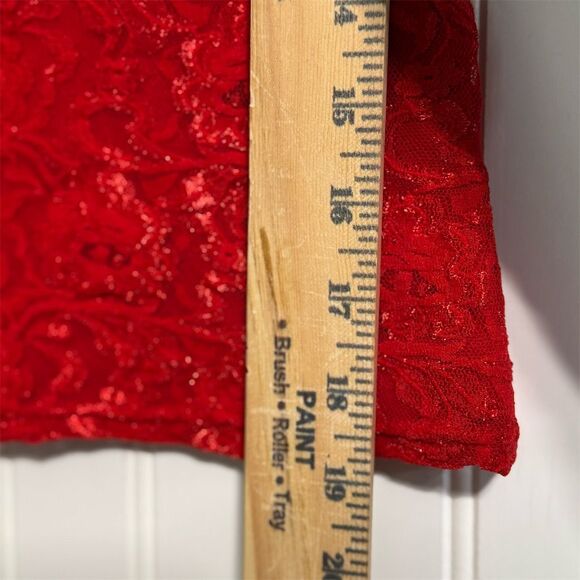 Vintage 90s G.A.S. Red Lace Top M Cap Sleeve Made in USA Y2K Coquette Valentine - Picture 6 of 8